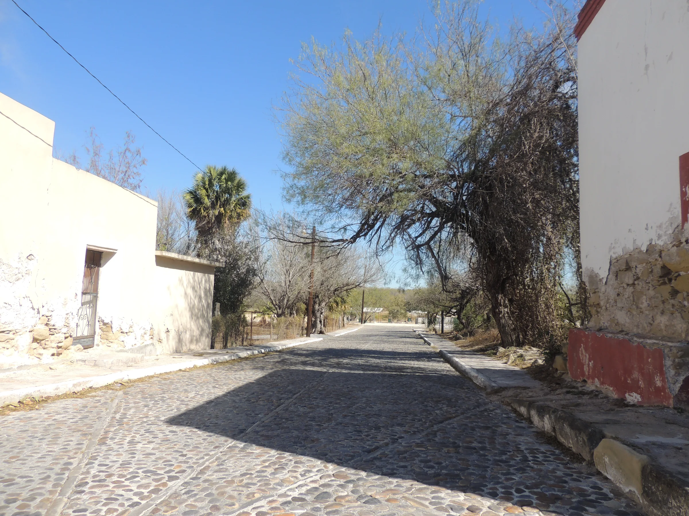 Calle empedrada del centro histórico de Mier